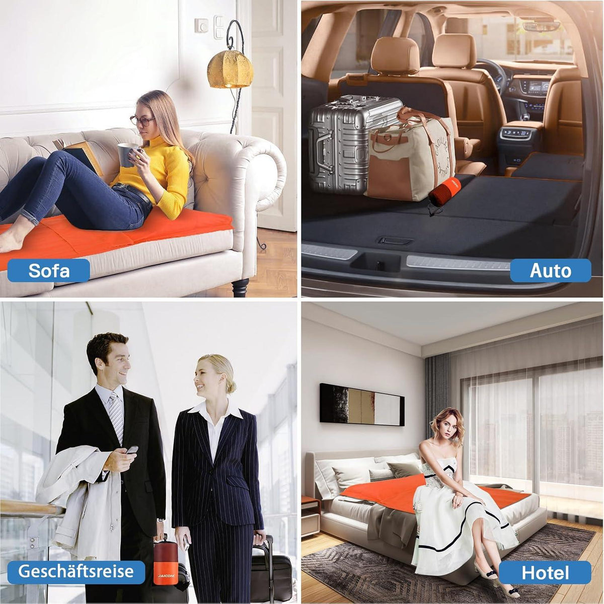 Hüttenschlafsack Ultraleichter Seideschlafsack Reise 2in1 Orange