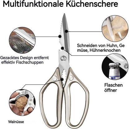 Küchenschere Edelstahl mit Metallgriffen – Vielseitig & Langlebig