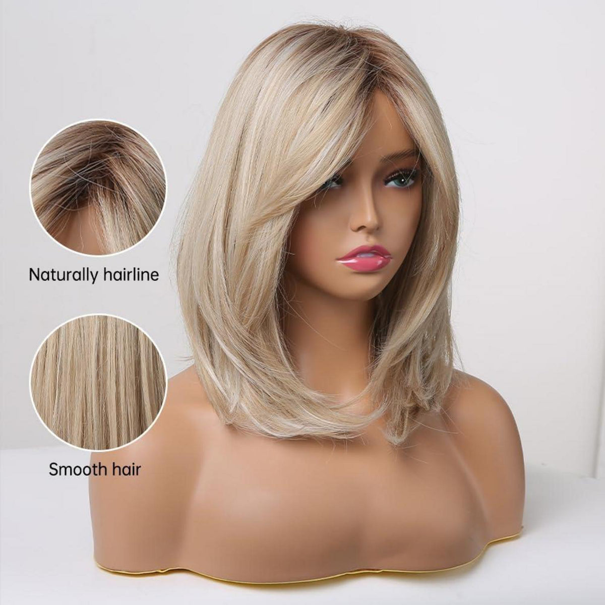 Blonde Bob Perücke mit Pony – Synthetisch & Natürlich Aussehend