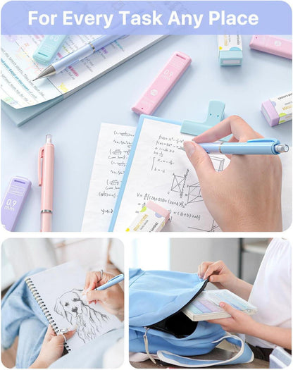 Pastell Druckbleistift Set mit Etui und 360 HB Bleistiftminen, 3 Stück