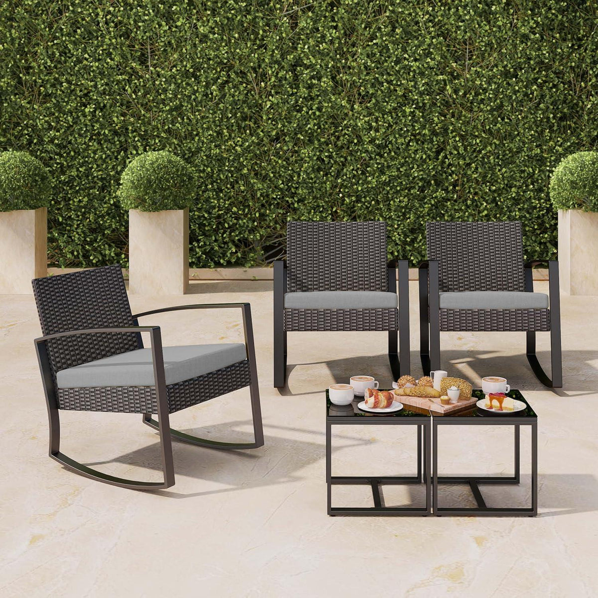 Gartenmöbel Set Balkon Outdoor Terrasse Pool Beige 2 Personen