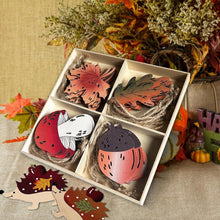 Herbst Deko Hänger Set 28 Holz-Deko Ahornblatt Pilz Igel