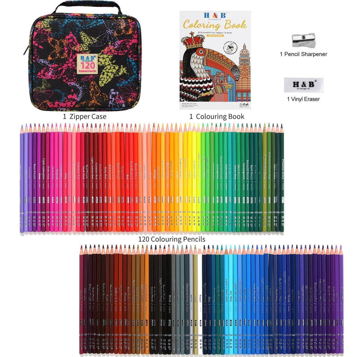 120 Buntstifte Set Ölbasis – Professionelle Malstifte mit Malbuch
