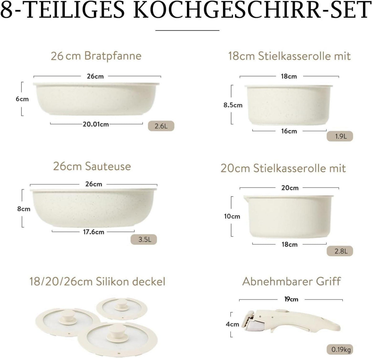Kochgeschirr-Set Induktion 8-Teilig antihaftbeschichtet