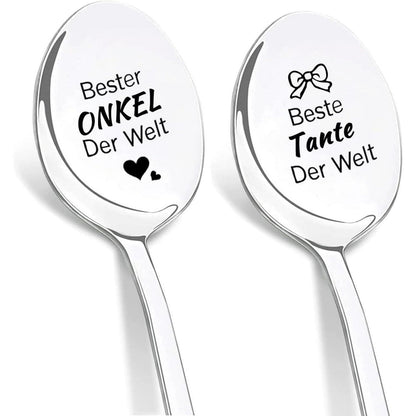 2x Kaffeelöffel "Beste Tante & Onkel" Edelstahl Geschenk
