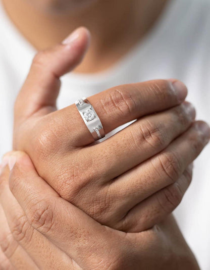Verlobungsring Herren 0,5 Karat Moissanit 925 Silber