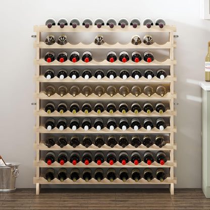 Weinregal aus Massivholz für 100 Flaschen, 10 Ebenen, 110x30x116.5 cm
