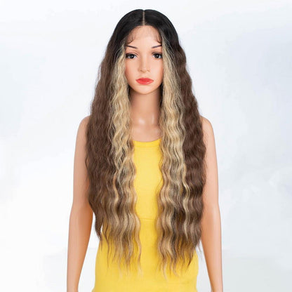 75cm Wasserwelle Lace Front Perücke – Echthaar Mix, Natürlich