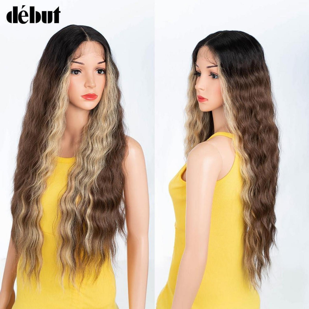 75cm Wasserwelle Lace Front Perücke – Echthaar Mix, Natürlich