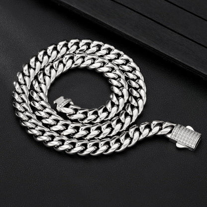 12mm Panzerkette Herren 18K Gold Cuban Link Chain Edelstahl