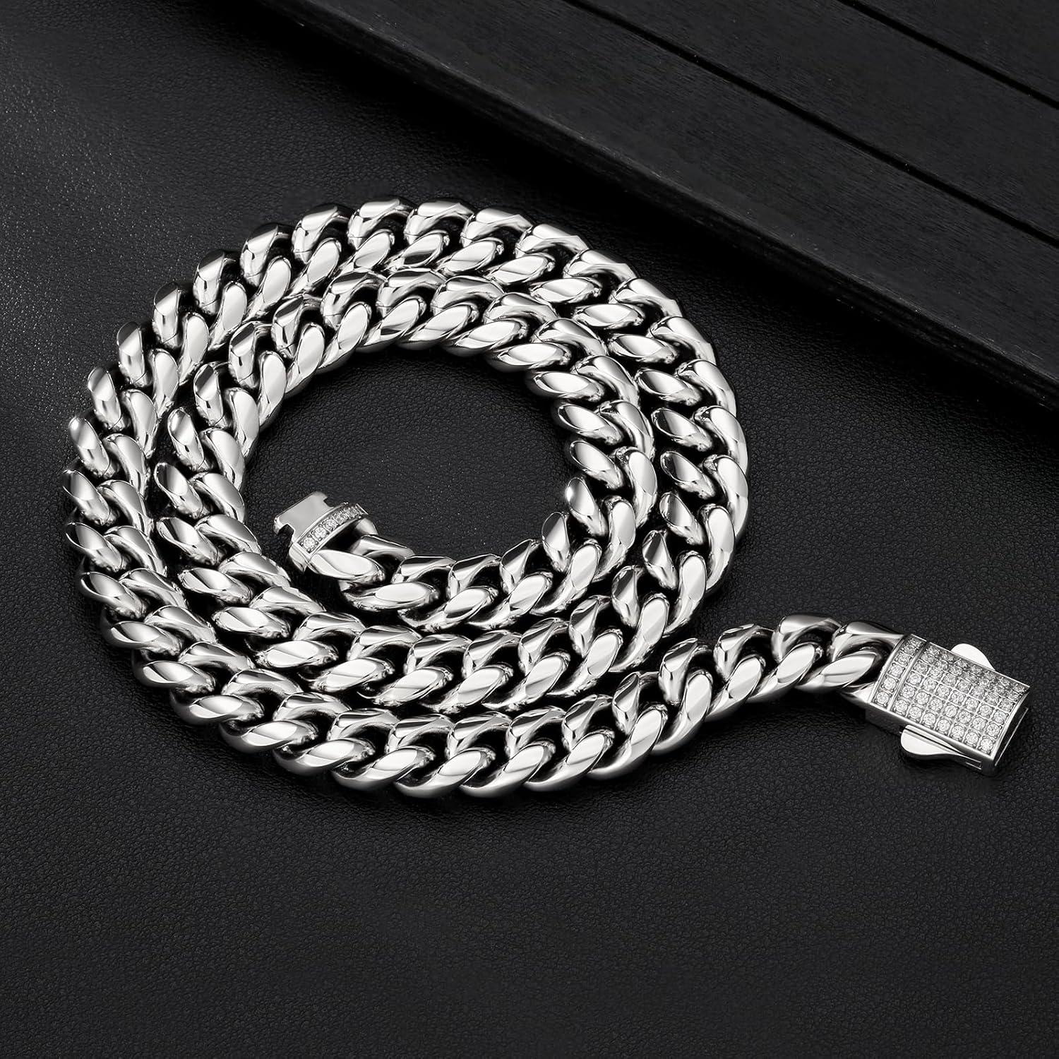 12mm Panzerkette Herren 18K Gold Cuban Link Chain Edelstahl