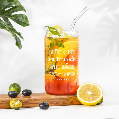 Longdrinkglas mit Deckel und Strohhalm, 16 oz, Geschenk für Freundin