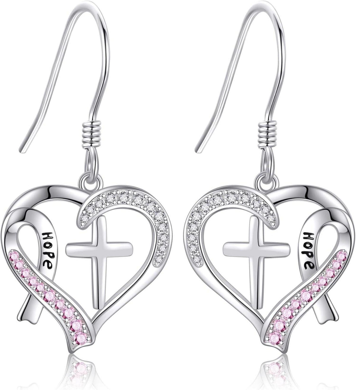 Kreuzband Überlebenden Ohrringe 925 Sterlingsilber Brustkrebs Rose