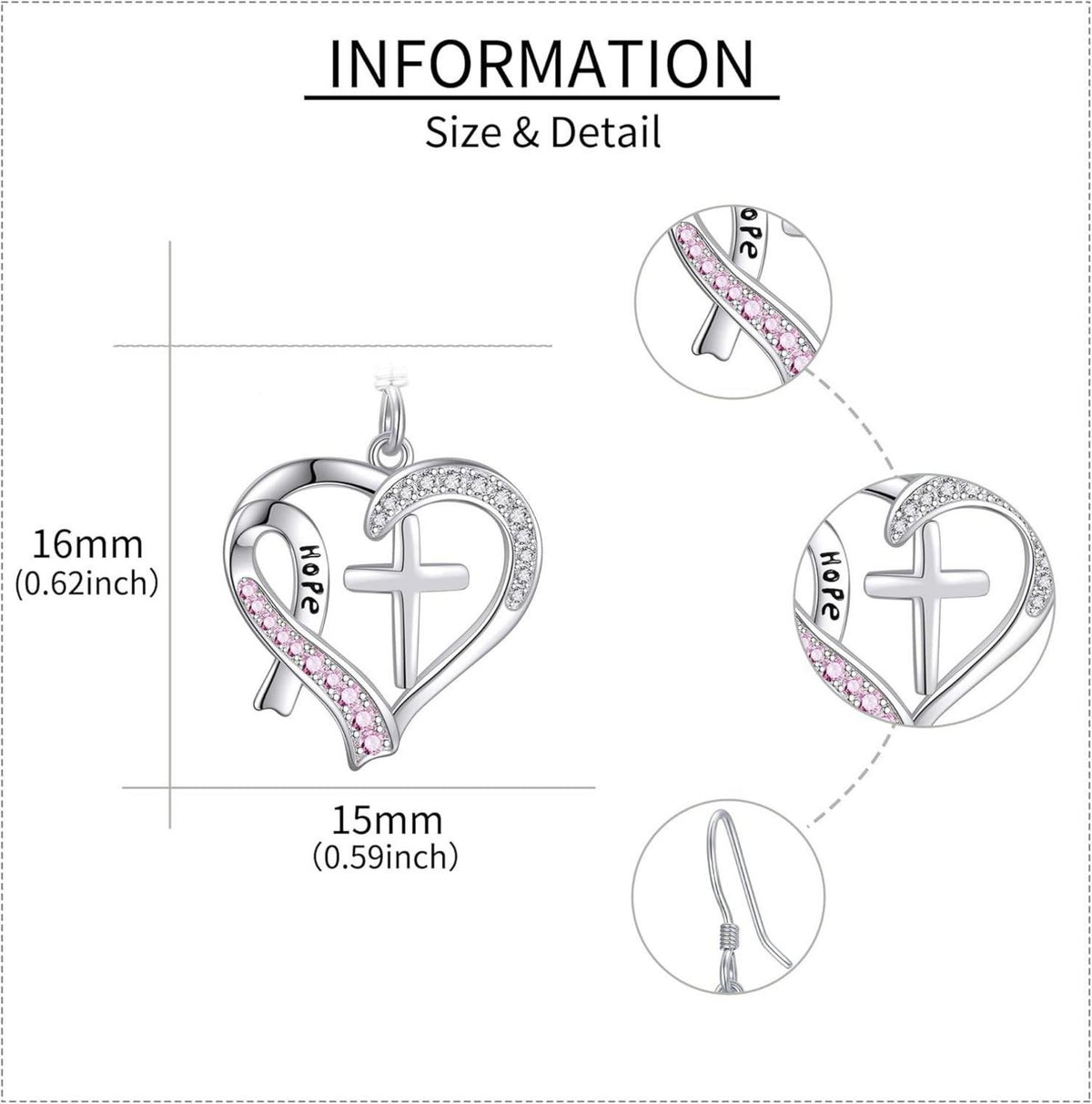 Überlebende Brustkrebs Ohrringe 925er Silber Rosa Kreuzband-Design