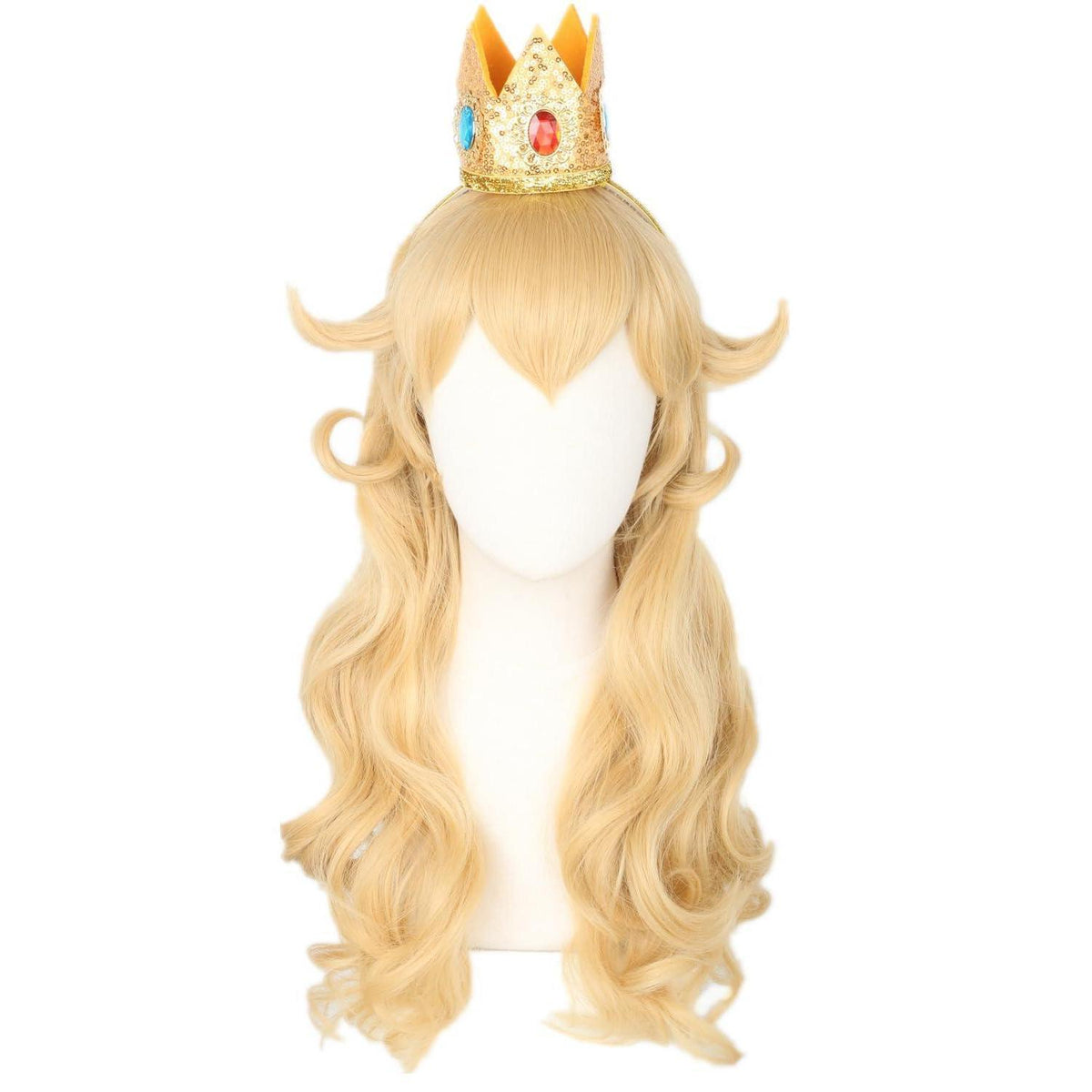 Prinzessin Pfirsich Perücke mit Krone – Blond für Cosplay & Halloween