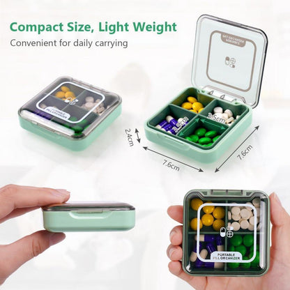Pillendose Klein 7 Tage Tablettenbox 4 Fächer BPA Frei Grün