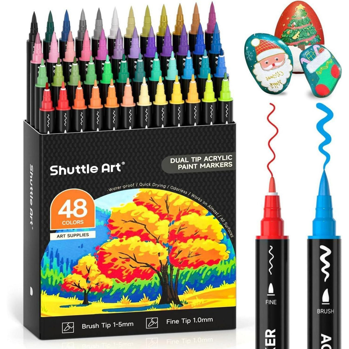 Acrylstifte Set 48 Farben, wasserfest, doppelseitig