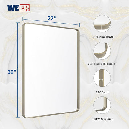 Gebürsteter Nickel Badezimmerspiegel mit Metallrahmen 56x76cm