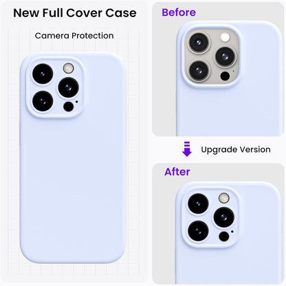 ORNARTO iPhone 15 Pro Silikonhülle + 2 Schutzfolien 6.1 Zoll - Baby Blau
