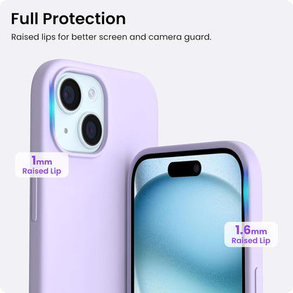 ORNARTO iPhone 15 Hülle Silikon 6,1 Zoll Ultra dünne Handyhülle flüssiges Silikon Flieder 2023
