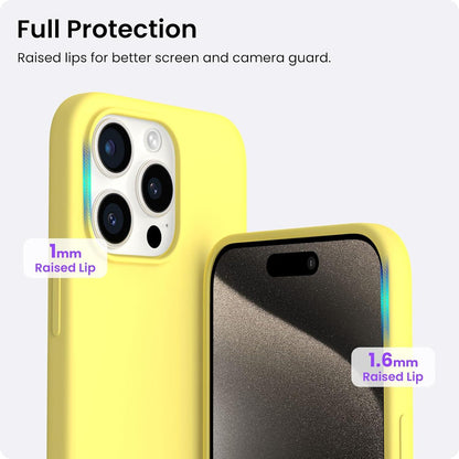 ORNARTO iPhone 15 Pro Hülle Silikon 6,1 Zoll Stoßfeste Schutzhülle Zitrone Gelb