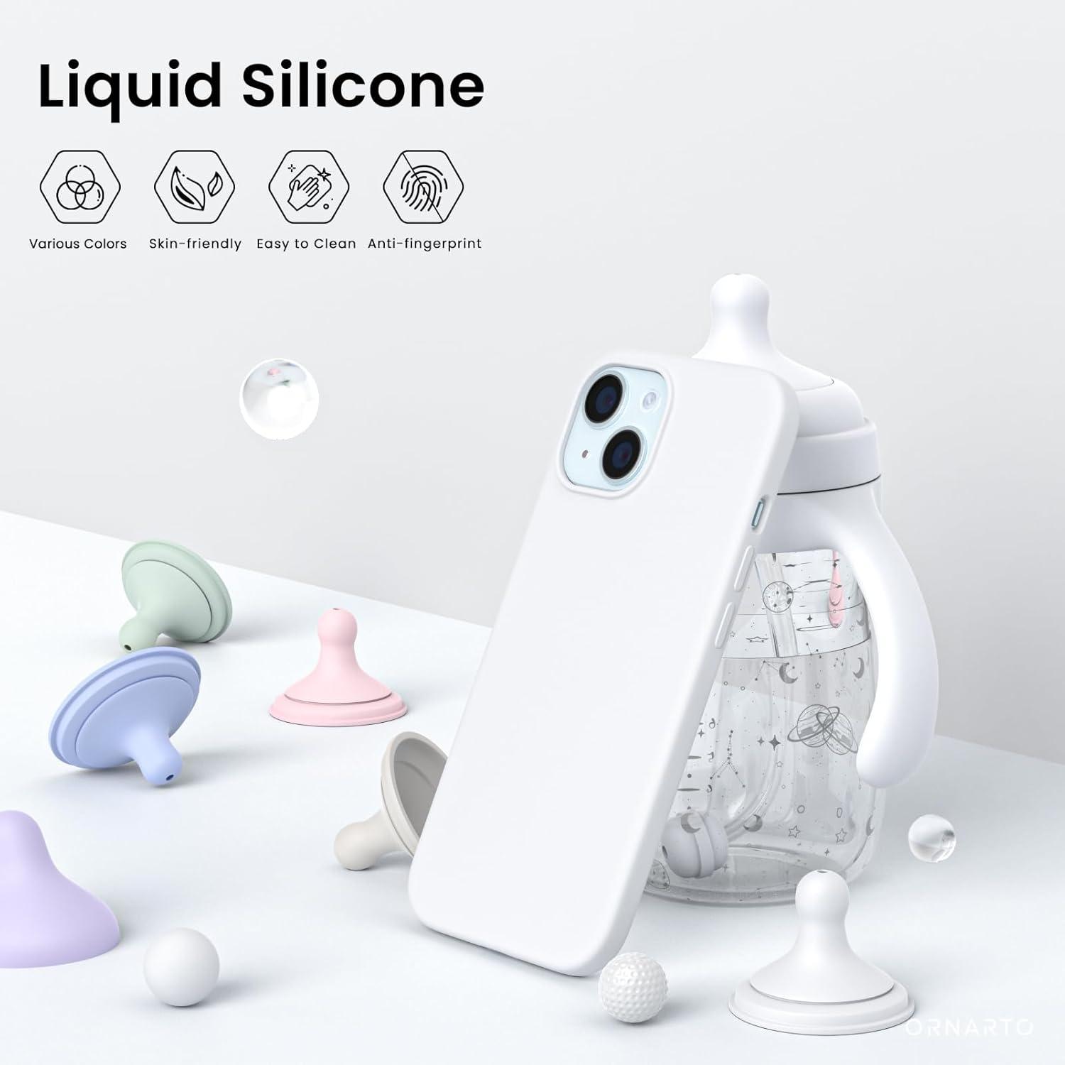 iPhone 15 Plus Silikon Hülle 6,7 Zoll Flüssiges Weiß Schutzhülle