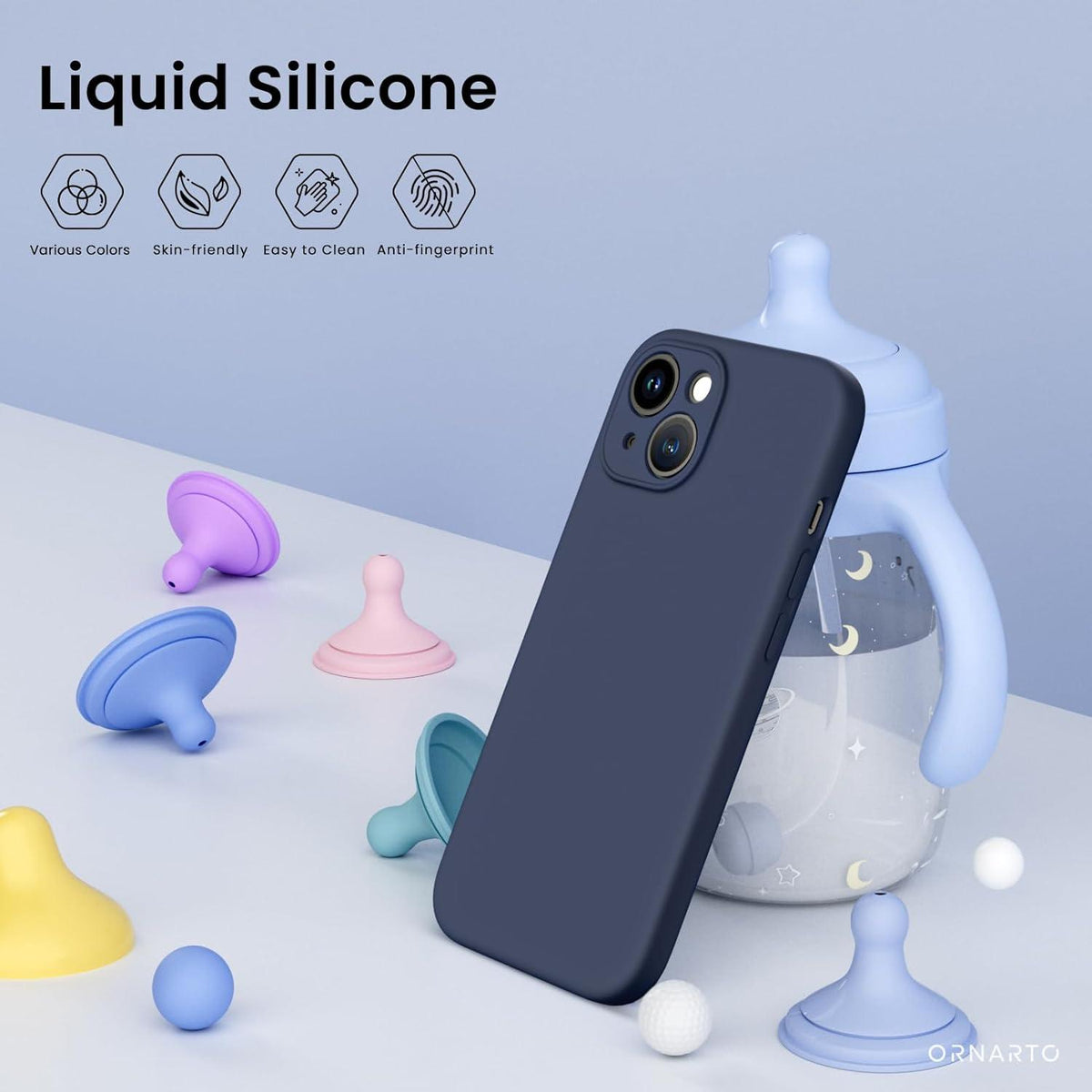 iPhone 15 Hülle mit Kameraschutz, Schutzfolien & flüssigem Silikon