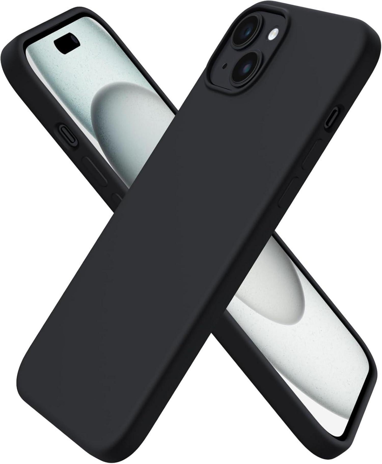 iPhone 15 Plus Silikonhülle flüssiges Silikon schwarz stoßfest 6,7