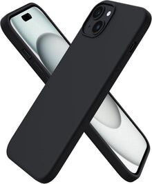 iPhone 15 Plus Silikonhülle flüssiges Silikon schwarz stoßfest 6,7