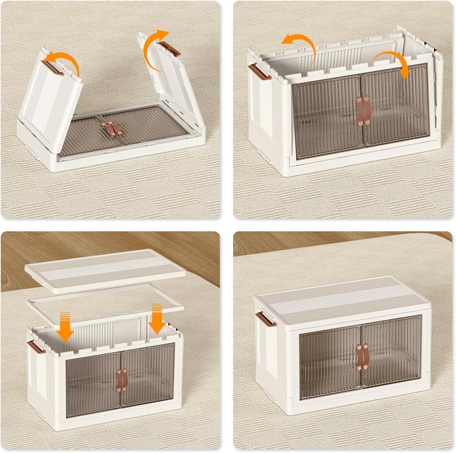 HOOBRO Aufbewahrungsbox mit Deckel 41,6 L Kunststoff Rädern 5er Pack stapelbare Ordnungsboxen White