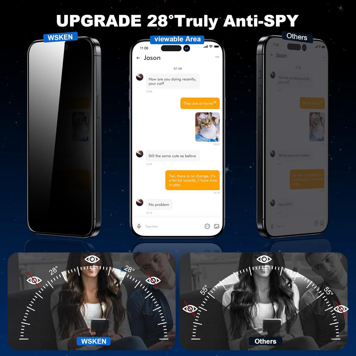 Sichtschutz Schutzfolie für iPhone 15 Pro 6.1 Zoll