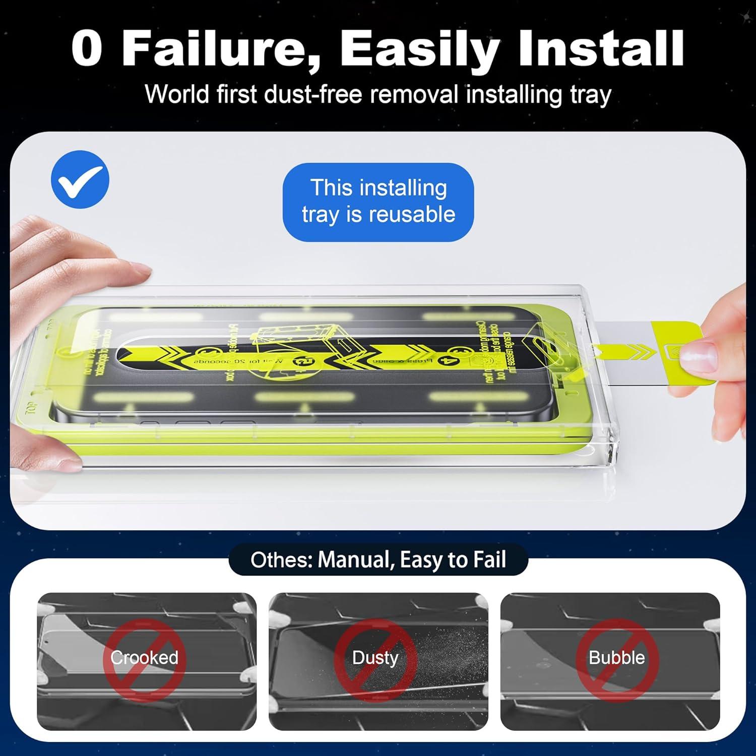 WSKEN iPhone 15 Pro Sichtschutz Panzerfolie 6.1 Zoll 2 Stück 9H HD-Klar Folie 2023 5G