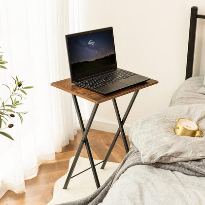 HOOBRO Klappbarer Beistelltisch Marmor Schwarz TV Tray