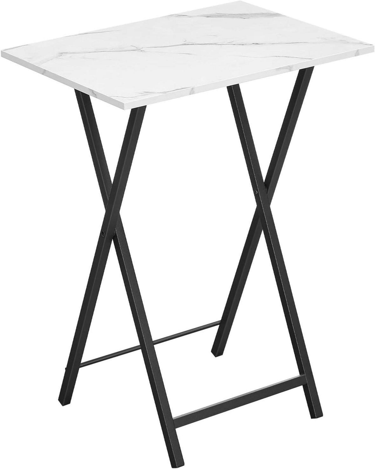 Klappbarer Beistelltisch Industriestil Marmor Schwarz TV Tray