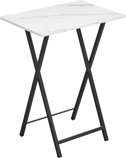 Klappbarer Beistelltisch Industriestil Marmor Schwarz TV Tray