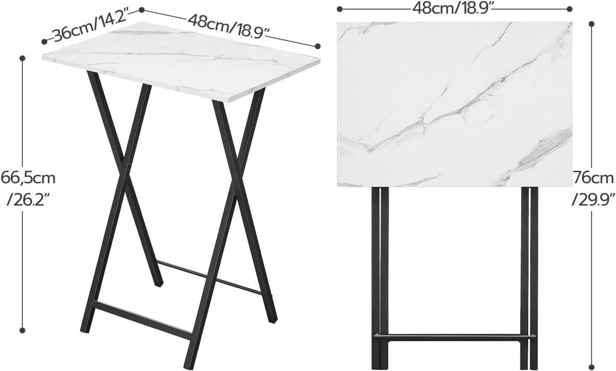 Klappbarer Beistelltisch Industriestil Marmor Schwarz TV Tray