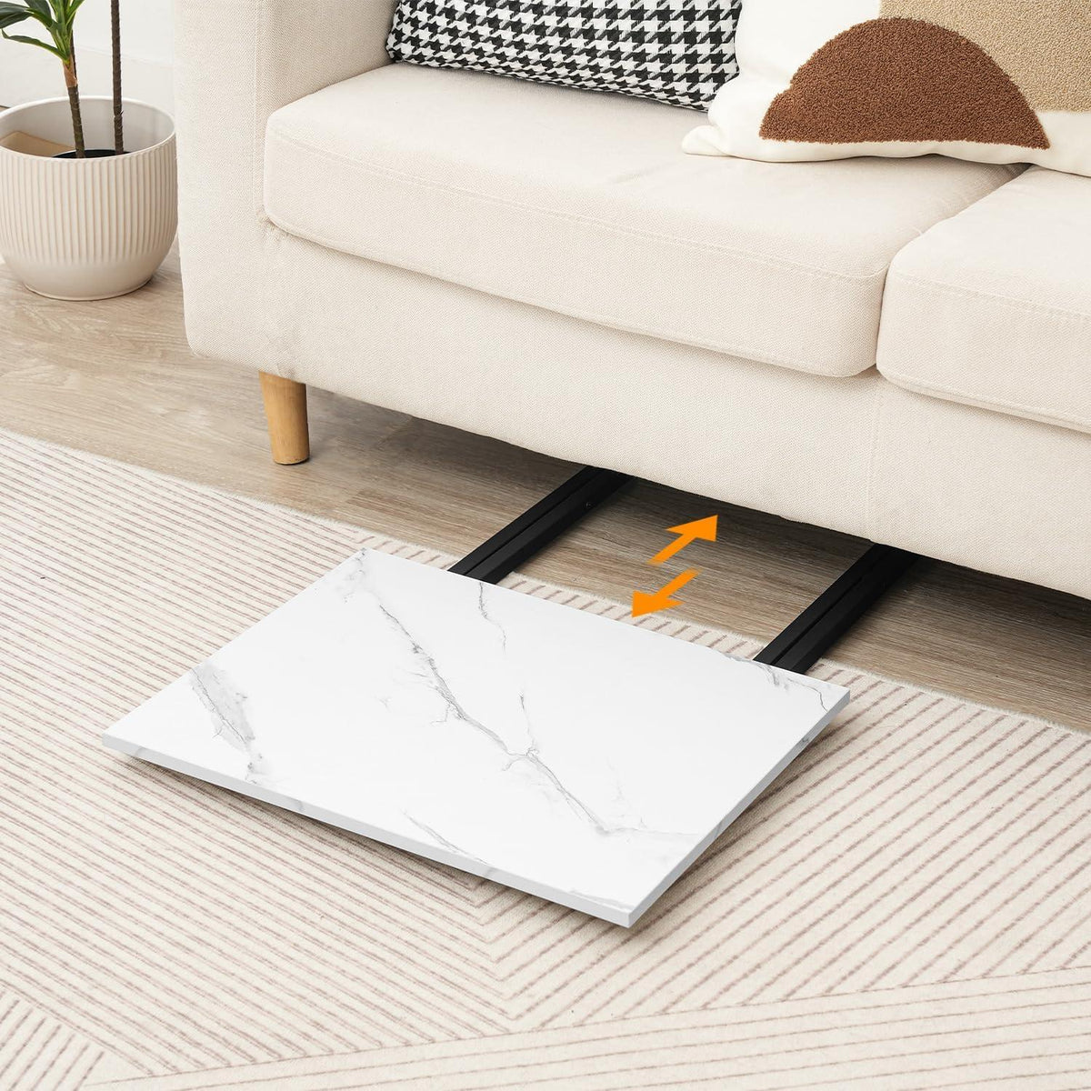 Klappbarer Beistelltisch Tablett Tisch Marmor Schwarz Sofa Tray TV Tray