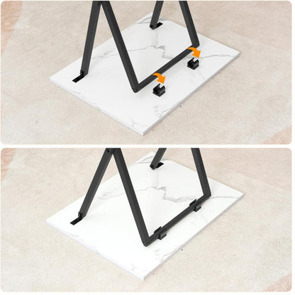 Klappbarer Beistelltisch Marmor Schwarz Sofatisch TV Tray 48x36x66.5 cm
