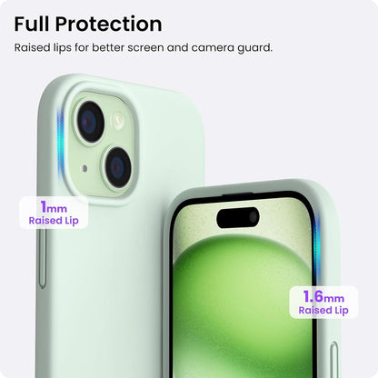 ORNARTO iPhone 15 Plus Hülle Silikon 6,7 Zoll - Flüssiges Silikon, Kratzfeste Schutzhülle - Hellgrün