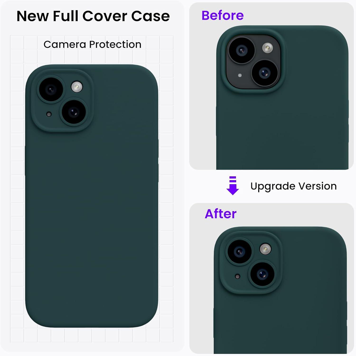 iPhone 15 Hülle Olivgrün flüssiges Silikon Kamera Schutz 6.1 Zoll