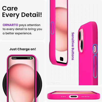 Silikon Hülle für iPhone 15 6,1 Zoll - Leuchtend Rosa - kratzfest - stoßfest