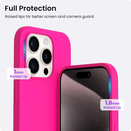 iPhone 15 Pro Hülle Silikon 6,1 Zoll - Dünne Handyhülle aus flüssigem Silikon - Kratzfeste Schutzhülle Leuchtend Rosa