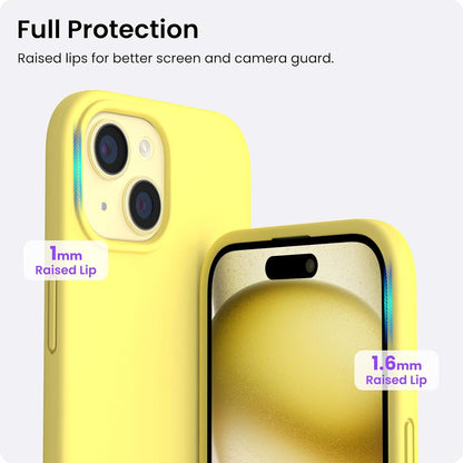 ORNARTO iPhone 15 Plus Hülle Silikon 6,7 Zoll Kratzfeste stoßfeste Schutzhülle Zitrone Gelb