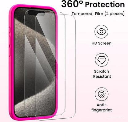 iPhone 15 Pro Hülle flüssiges Silikon Kameraschutz 6.1 Zoll Rosa
