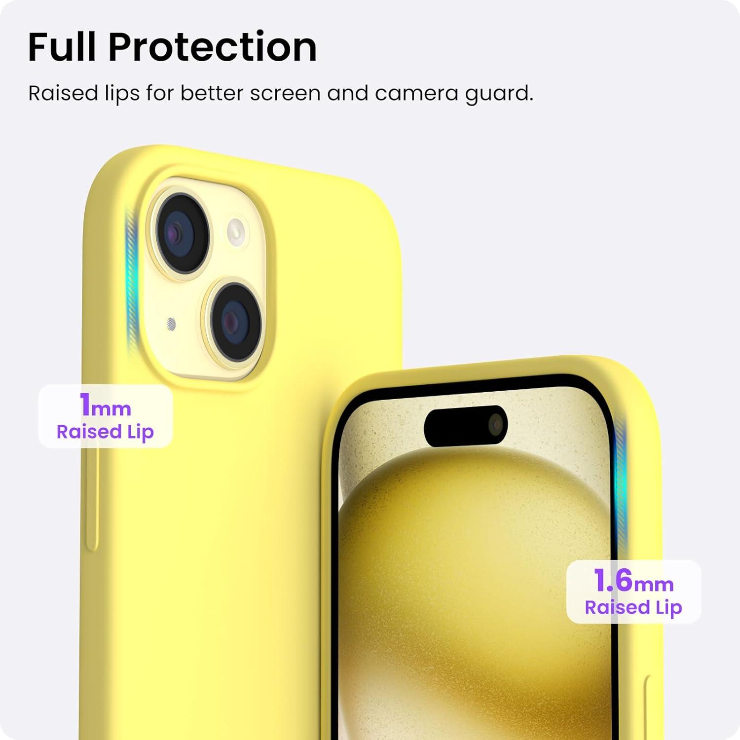 iPhone 15 Hülle Silikon 6,1 Zoll, Ultra-dünn Kratzfest Zitrone Gelb