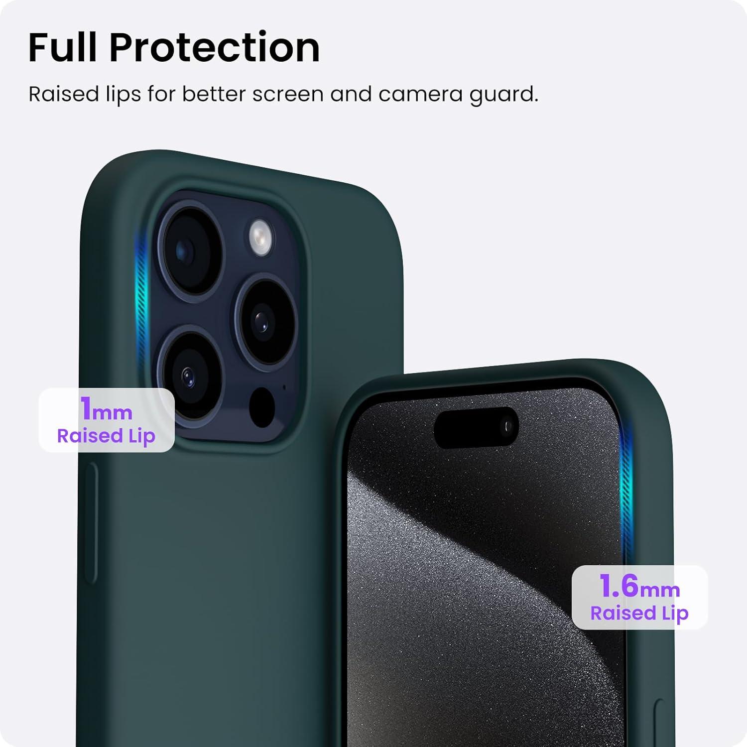 ORNARTO iPhone 15 Pro Hülle Silikon 6,1 Zoll - Kratzfeste Schutzhülle Olivgrün