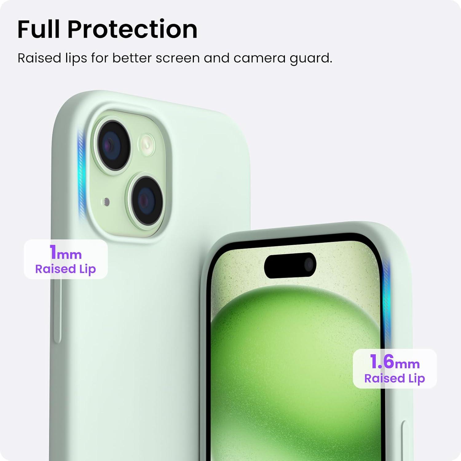 ORNARTO iPhone 15 Hülle: Silikon, 6,1 Zoll, dünn, flüssiges Silikon, Kratz- und stoßfest, Schutzhülle(2023) - grün