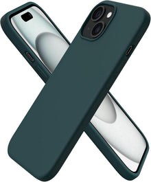 iPhone 15 Hülle Silikon flüssig Ultra dünn Stoßfest Olivgrün