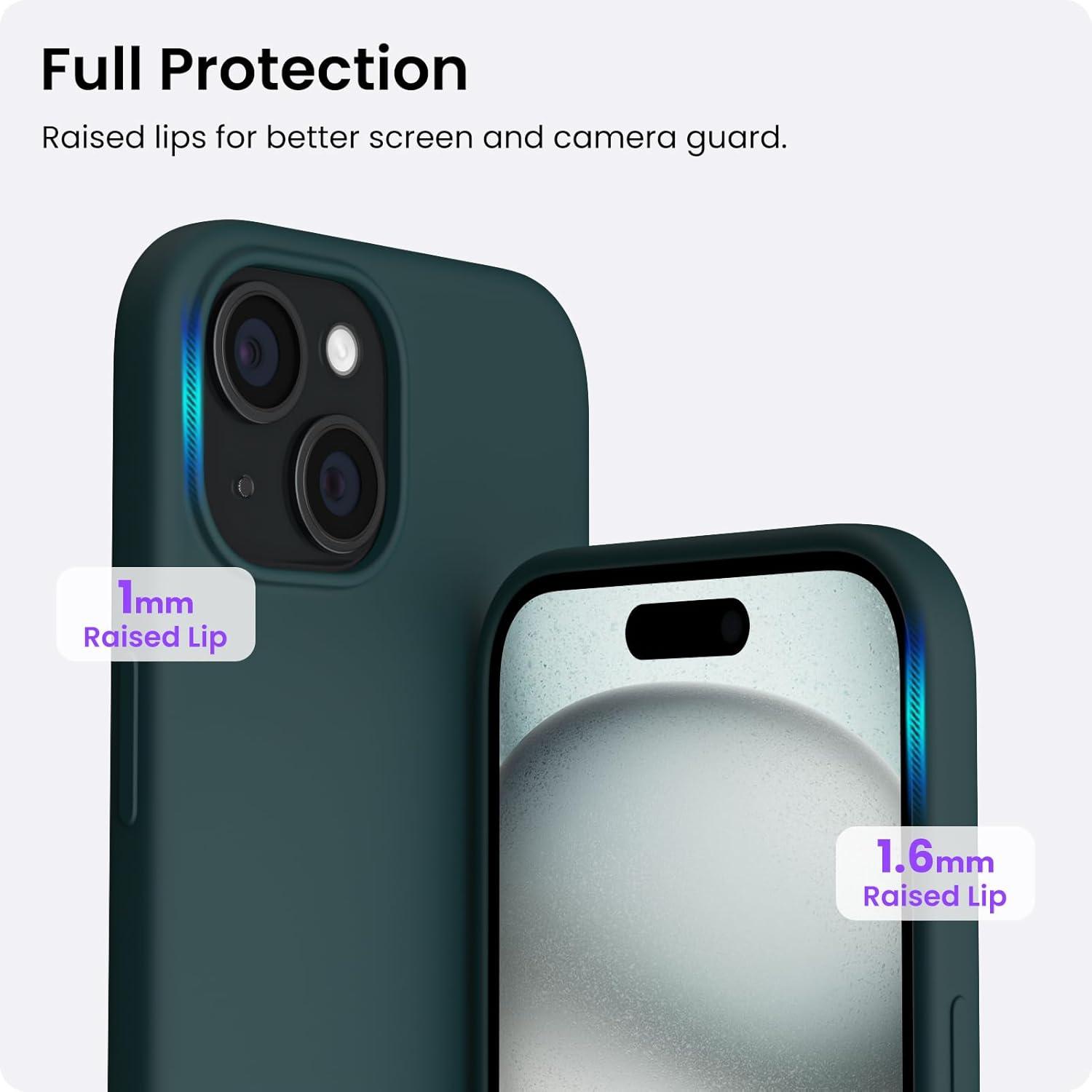 ORNARTO iPhone 15 Hülle Silikon 6,1 Zoll Kratz- und Stoßschutz Olivgrün