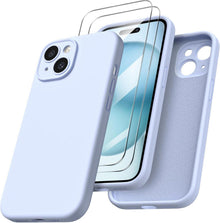 iPhone 15 Hülle mit Kameraschutz und Schutzfolien, Flüssig Silikon